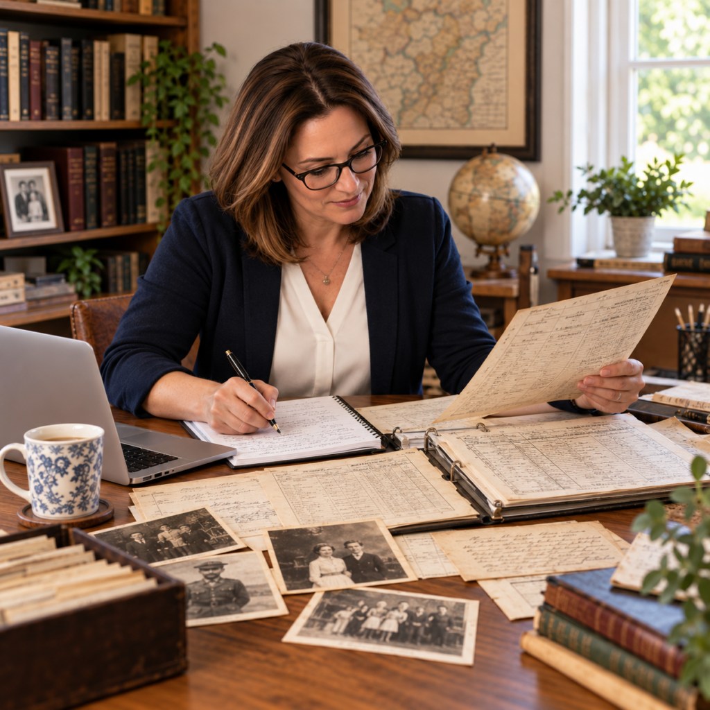 studying genealogy records
